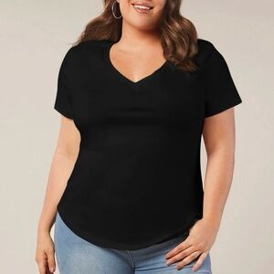 Plain Black V Neck